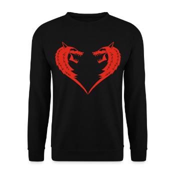 Red Wolf Heart - Unisex Sweatshirt - black - Front - Alina (178cm) & Michal (187cm)