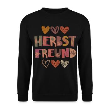 Herbst Freund Dankbarkeit Blätter - Unisex Pullover - Schwarz - Vorne - Alina (178cm) & Michal (187cm)