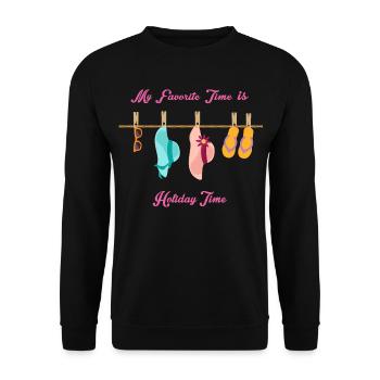 Meine Lieblings Zeit ist Ferien Zeit - Unisex Pullover - Schwarz - Vorne - Alina (178cm) & Michal (187cm)
