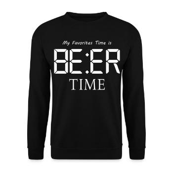 Meine Lieblings Zeit ist Bier Zeit - Unisex Pullover - Schwarz - Vorne - Alina (178cm) & Michal (187cm)