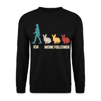 Ich Meine Follower Hasen Kaninchen - Unisex Pullover - Schwarz - Vorne - Alina (178cm) & Michal (187cm)