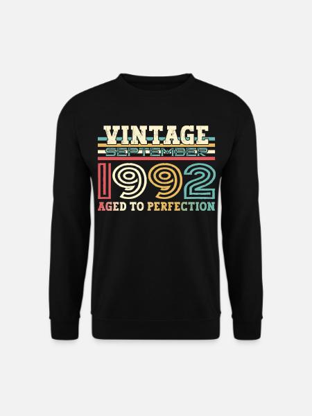 September Jahrgang 1992 30. Geburtstag Geschenk - Unisex Pullover - Schwarz