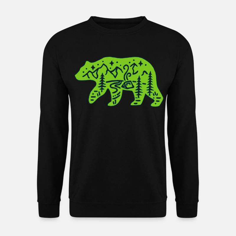 Natur Totem Grüner Bär - Unisex Pullover - Schwarz