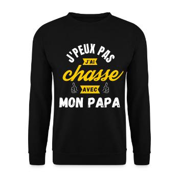 j peux pas j ai chasse avec mon papa - Sweat-shirt Unisexe - noir - Devant - Alina (178cm) & Michal (187cm)
