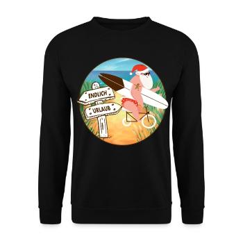 Weihnachtsmann macht Urlaub - Unisex Pullover - Schwarz - Vorne - Alina (178cm) & Michal (187cm)