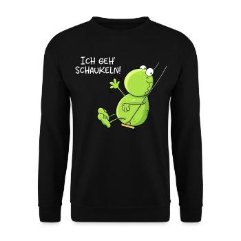 Ich Geh Schaukeln Frosch - Unisex Pullover - Schwarz - Vorne - Alina (178cm) & Michal (187cm)