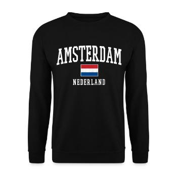 Amsterdam NL Flag Design - Unisex Sweatshirt - black - Front - Alina (178cm) & Michal (187cm)