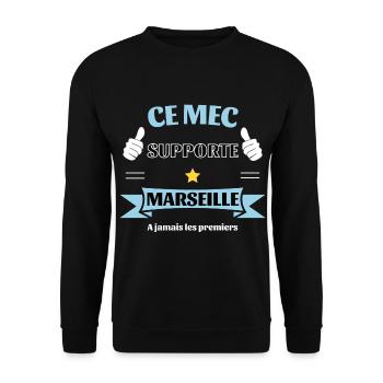 Ce mec supporte Marseille - Sweat-shirt Unisexe - noir - Devant - Alina (178cm) & Michal (187cm)