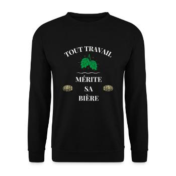 Tout travail mérite sa bière - Sweat-shirt Unisexe - noir - Devant - Alina (178cm) & Michal (187cm)