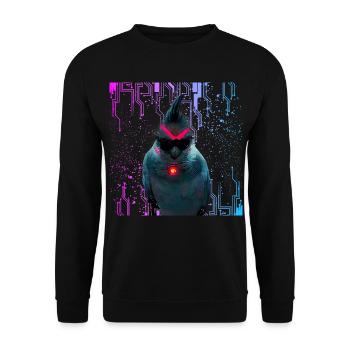 Cyber Cockatiel Neon Bloom - Unisex Sweatshirt - black - Front - Alina (178cm) & Michal (187cm)