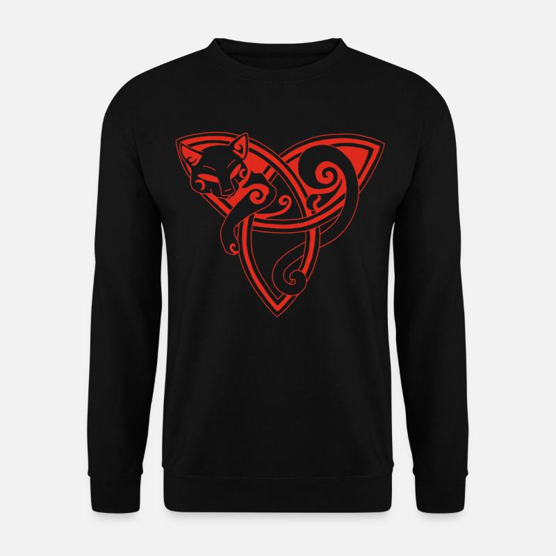 Celtic cat at rest (red) - Unisex Sweatshirt - black