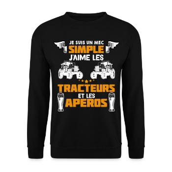 Agriculteur Métier Des Champs Et Apéro Tracteur - Sweat-shirt Unisexe - noir - Devant - Alina (178cm) & Michal (187cm)