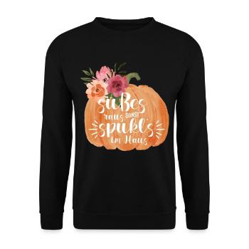 Halloween sweets out otherwise it haunts... - Unisex Sweatshirt - black - Front - Alina (178cm) & Michal (187cm)