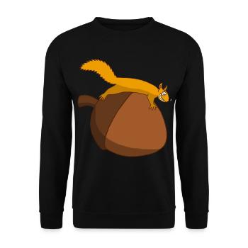 Das Eichhörnchen gegen die Eichel - Unisex Pullover - Schwarz - Vorne - Alina (178cm) & Michal (187cm)