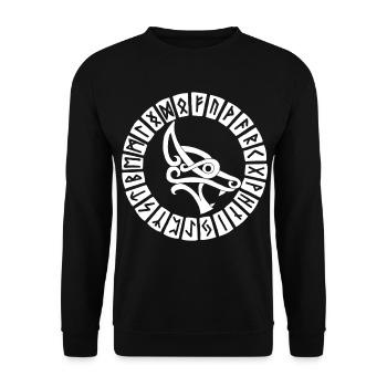 Loup blanc et runes vikings - Sweat-shirt Unisexe - noir - Devant - Alina (178cm) & Michal (187cm)