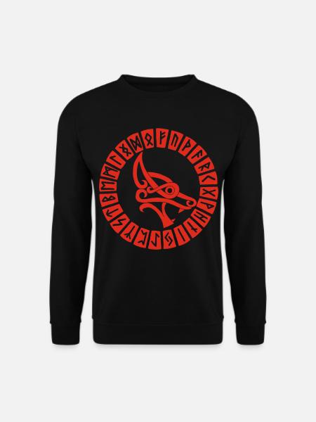 Roter Wolf und Wikingerrunen - Unisex Pullover - Schwarz