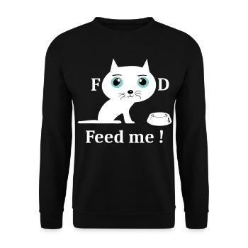 Cute White Cat - Unisex Sweatshirt - black - Front - Alina (178cm) & Michal (187cm)
