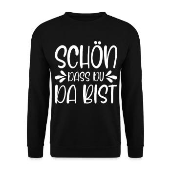 Schön dass du da bist - Unisex Pullover - Schwarz - Vorne - Alina (178cm) & Michal (187cm)