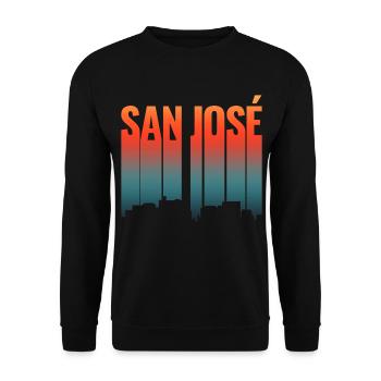 San José Skyline Farbverlauf - Unisex Pullover - Schwarz - Vorne - Alina (178cm) & Michal (187cm)