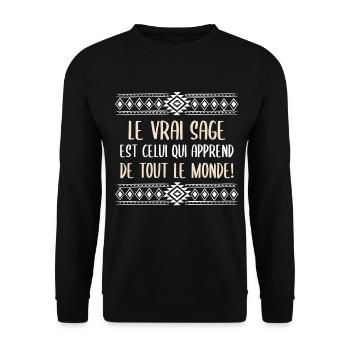 Le vrai sage - Sweat-shirt Unisexe - noir - Devant - Alina (178cm) & Michal (187cm)
