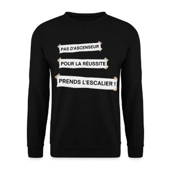 Pas d'ascenseur pour la réussite - Sweat-shirt Unisexe - noir - Devant - Alina (178cm) & Michal (187cm)