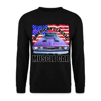 American Classic Muscle Car R6Z - Unisex Pullover - Schwarz - Vorne - Alina (178cm) & Michal (187cm)