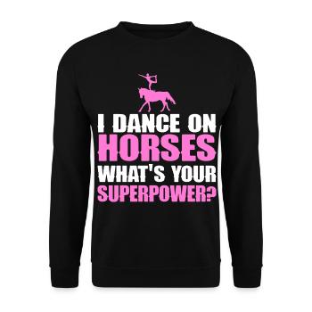 Voltigieren Reiten Reiter Voltigierer Akrobat - Unisex Pullover - Schwarz - Vorne - Alina (178cm) & Michal (187cm)