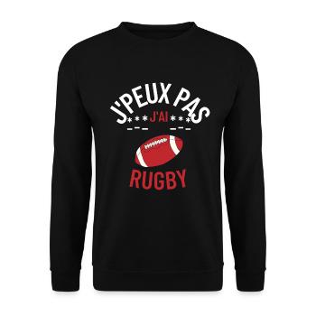 J peux pas j ai rugby - Sweat-shirt Unisexe - noir - Devant - Alina (178cm) & Michal (187cm)