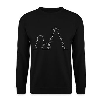 Santa Claus pees on Christmas tree, Christmas - Unisex Sweatshirt - black - Front - Alina (178cm) & Michal (187cm)