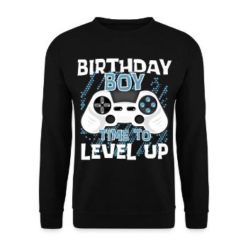 Birthday Boy est temps de monter de niveau - Sweat-shirt Unisexe - noir - Devant - Alina (178cm) & Michal (187cm)