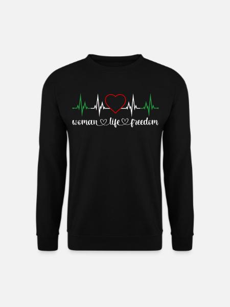 Woman Life Freedom Herzschlag Frauenrechte Iran - Unisex Pullover - Schwarz