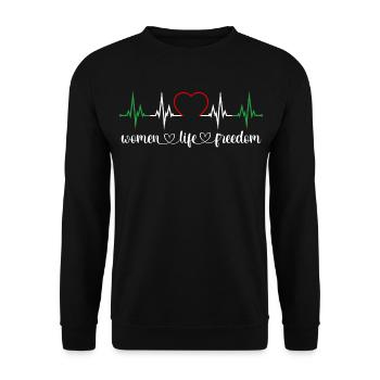 Women Life Freedom Heartbeat Iran Women's Rights - Unisex Sweatshirt - black - Front - Alina (178cm) & Michal (187cm)