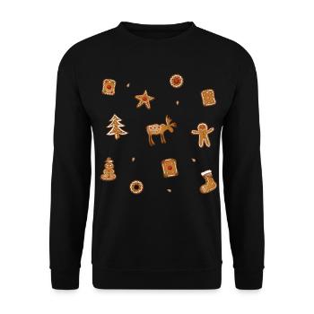 Lebkuchen Plätzchen Spekulatius - Unisex Pullover - Schwarz - Vorne - Alina (178cm) & Michal (187cm)