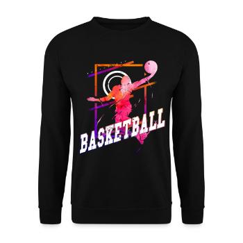 Basketball Basketballspieler Spieler Vintage Bunt - Unisex Pullover - Schwarz - Vorne - Alina (178cm) & Michal (187cm)
