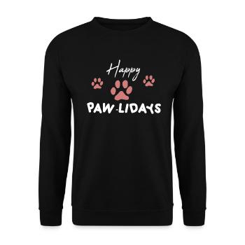 Happy Pawlidays Funny Christmas - Unisex Sweatshirt - black - Front - Alina (178cm) & Michal (187cm)