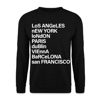 CITY NAMES BOLD white - Unisex Pullover - Schwarz - Vorne - Alina (178cm) & Michal (187cm)