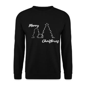 Santa peeing on Tree, Merry Christmas, Christmas - Unisex Sweatshirt - black - Front - Alina (178cm) & Michal (187cm)