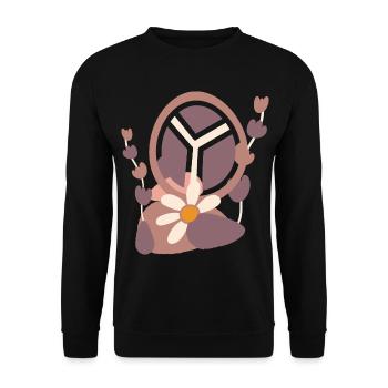 Friedenszeichen mit Blume - Unisex Pullover - Schwarz - Vorne - Alina (178cm) & Michal (187cm)
