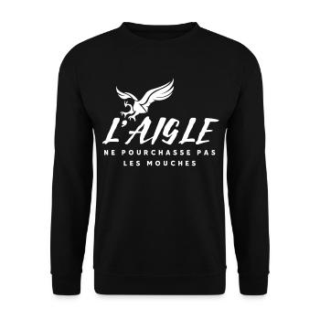 L'aigle ne pourchasse pas les mouches - Sweat-shirt Unisexe - noir - Devant - Alina (178cm) & Michal (187cm)