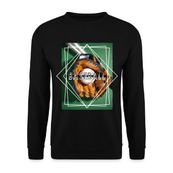 Baseball Ball Glove Bat Vintage Retro - Unisex Sweatshirt - black - Front - Alina (178cm) & Michal (187cm)