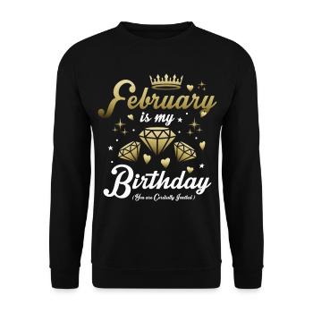 Février Anniversaire Enfant - Sweat-shirt Unisexe - noir - Devant - Alina (178cm) & Michal (187cm)