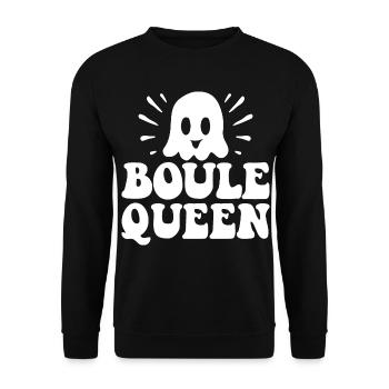Boule Queen Königin Outfit für Boulespieler zum - Unisex Pullover - Schwarz - Vorne - Alina (178cm) & Michal (187cm)