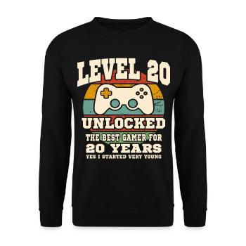 Level 20 unlocked - 20th anniversary - Unisex Sweatshirt - black - Front - Alina (178cm) & Michal (187cm)