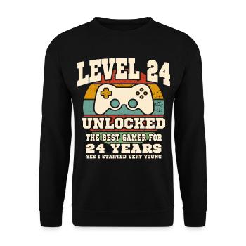 Level 24 unlocked - 24th anniversary - Unisex Sweatshirt - black - Front - Alina (178cm) & Michal (187cm)