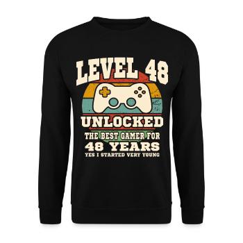 Level 48 unlocked - 48th anniversary - Unisex Sweatshirt - black - Front - Alina (178cm) & Michal (187cm)