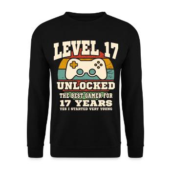 Niveau 17 débloqué - anniversaire 17 ans - Sweat-shirt Unisexe - noir - Devant - Alina (178cm) & Michal (187cm)