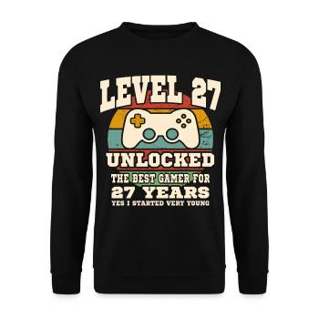 Niveau 27 débloqué - anniversaire 27 ans - Sweat-shirt Unisexe - noir - Devant - Alina (178cm) & Michal (187cm)