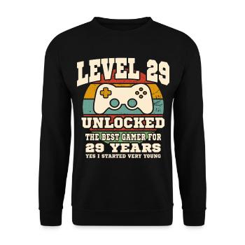 Level 29 unlocked - 29th anniversary - Unisex Sweatshirt - black - Front - Alina (178cm) & Michal (187cm)