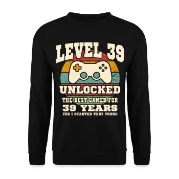 Level 39 unlocked - 39th anniversary - Unisex Sweatshirt - black - Front - Alina (178cm) & Michal (187cm)