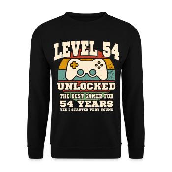 Stufe 54 freigeschaltet – 54. Jahrestag - Unisex Pullover - Schwarz - Vorne - Alina (178cm) & Michal (187cm)